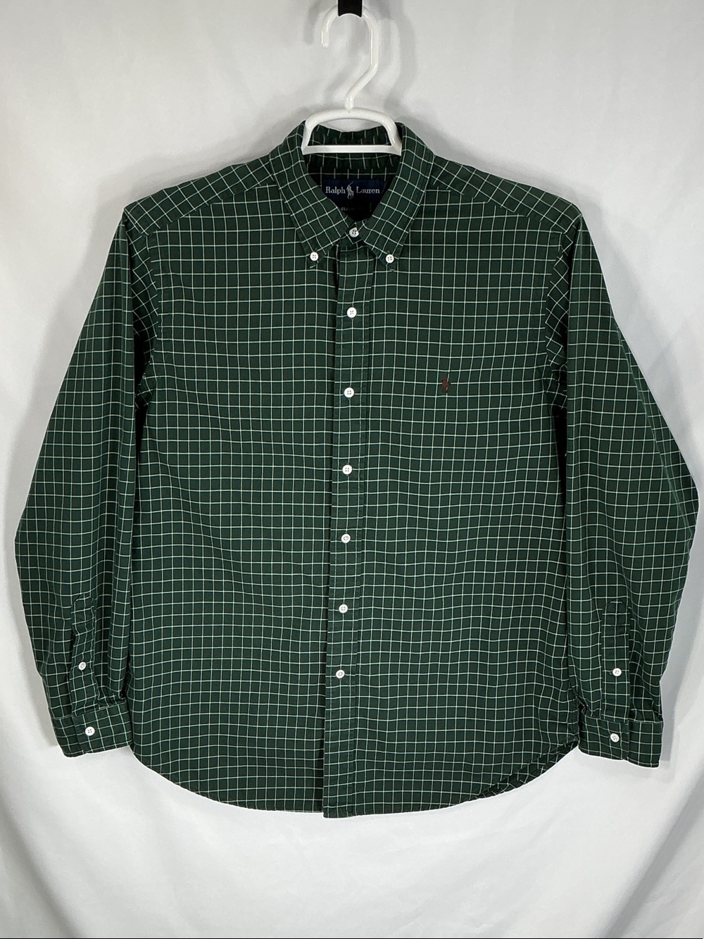 Polo Ralph Lauren Classic Fit Long Sleeve Windowpane Plaid Shirt Green Men L